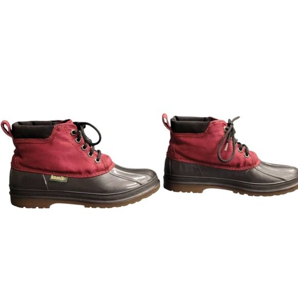 KAMIK Red Duck Rain Boots Waterproof Warm Lining Ankle Booties - Picture 5 of 13